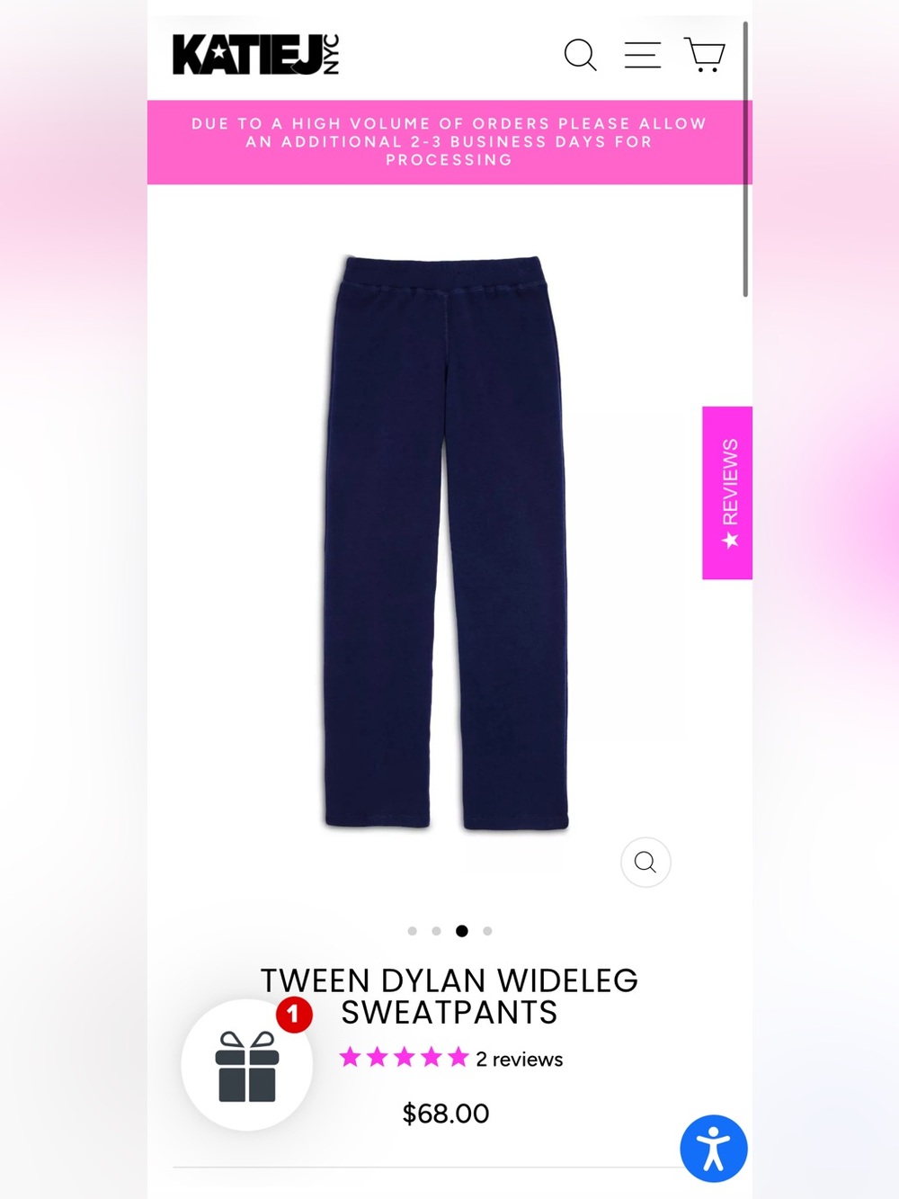 Katie J NYC Navy Wide-Leg Sweatpants for Kids